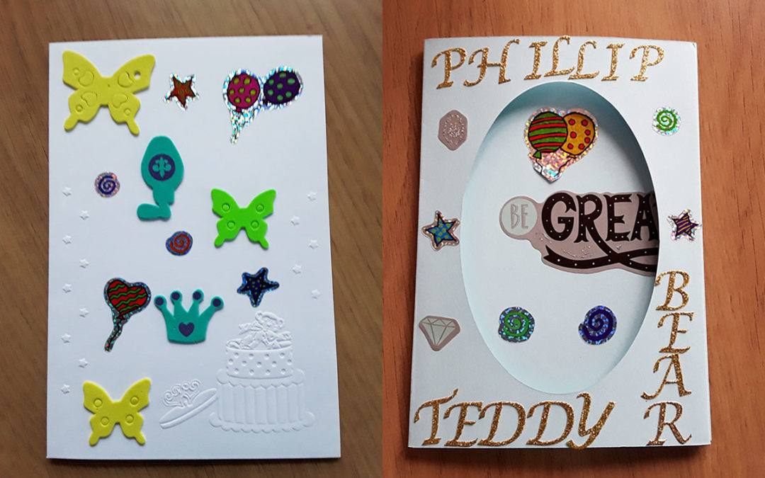Birthday card arts and crafts at Silverpoint Court Residential Care Home