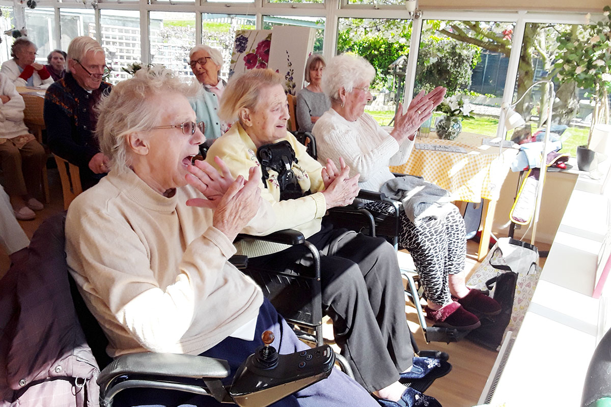 Silverpoint Court Residential Care Home residents enjoying Lillian's singing