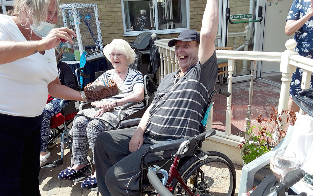 Surprise birthday party for John at Silverpoint Court Care Home