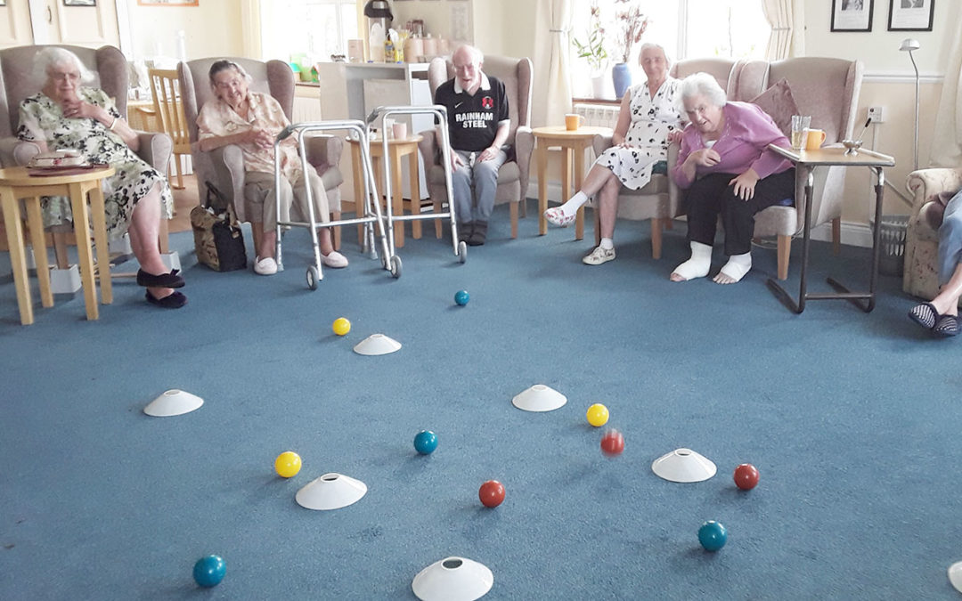 Indoor bowls at Silverpoint Court Residential Care Home