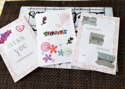 A selection of handmade cards for a staff member leaving Silverpoint Court
