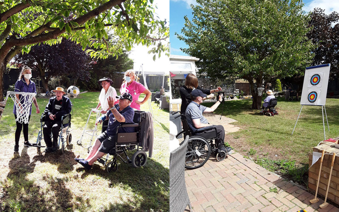Sports Day target practice at Silverpoint Court Residential Care Home