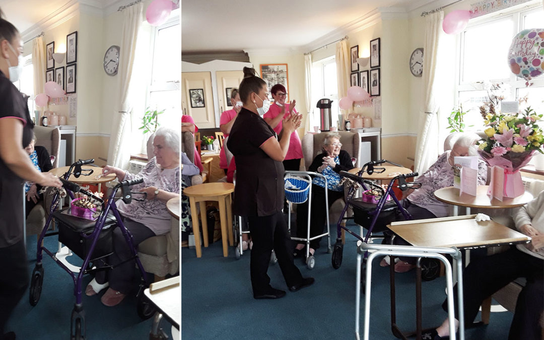 Birthday celebrations for Joyce at Silverpoint Court Residential Care Home