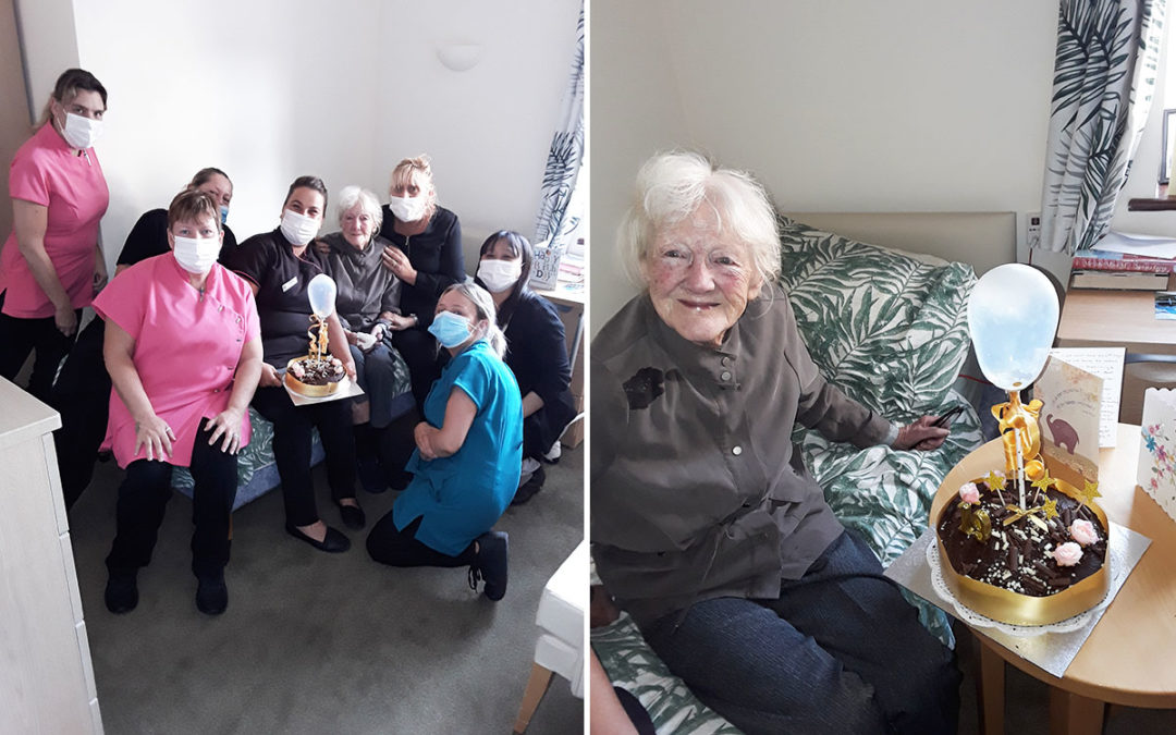 Birthday celebrations for Mavis at Silverpoint Court Residential Care Home