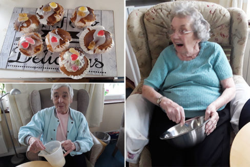 Residents making cupcakes at Silverpoint Court Residential Care Home