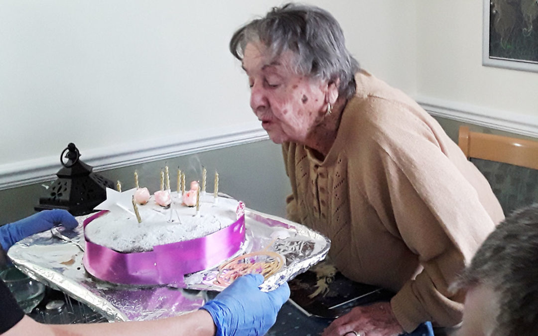 Birthday celebrations for Doris at Silverpoint Court Residential Care Home