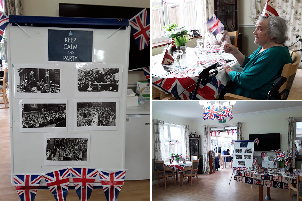 VE Day decorations at Silverpoint Court Residential Care Home