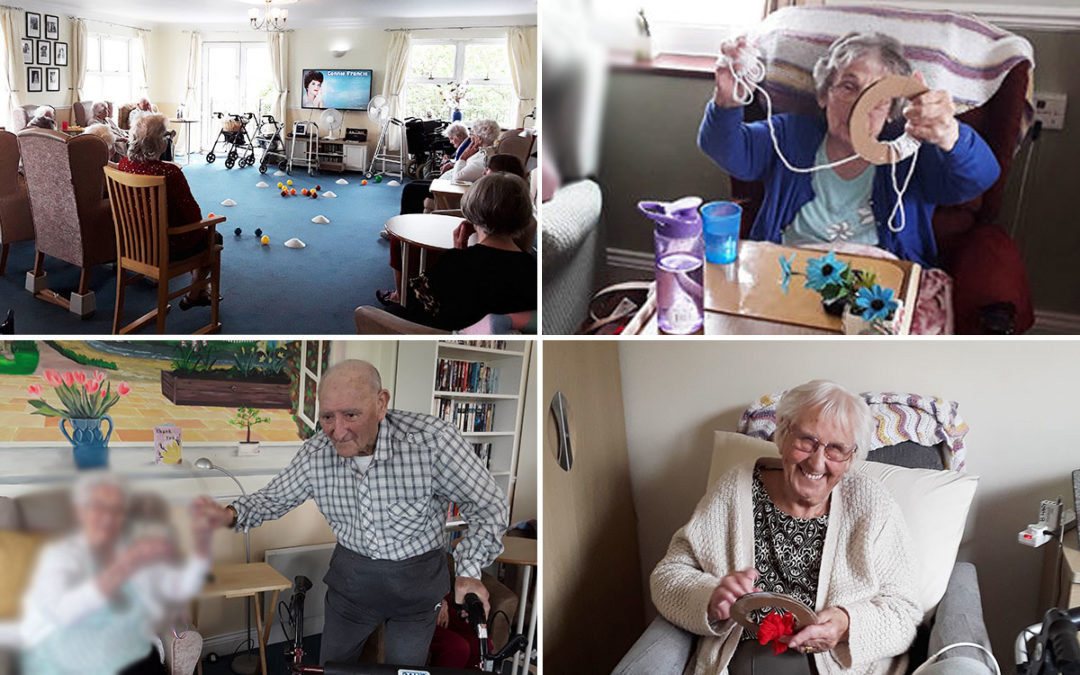 Boccia and pom poms at Silverpoint Court Residential Care Home