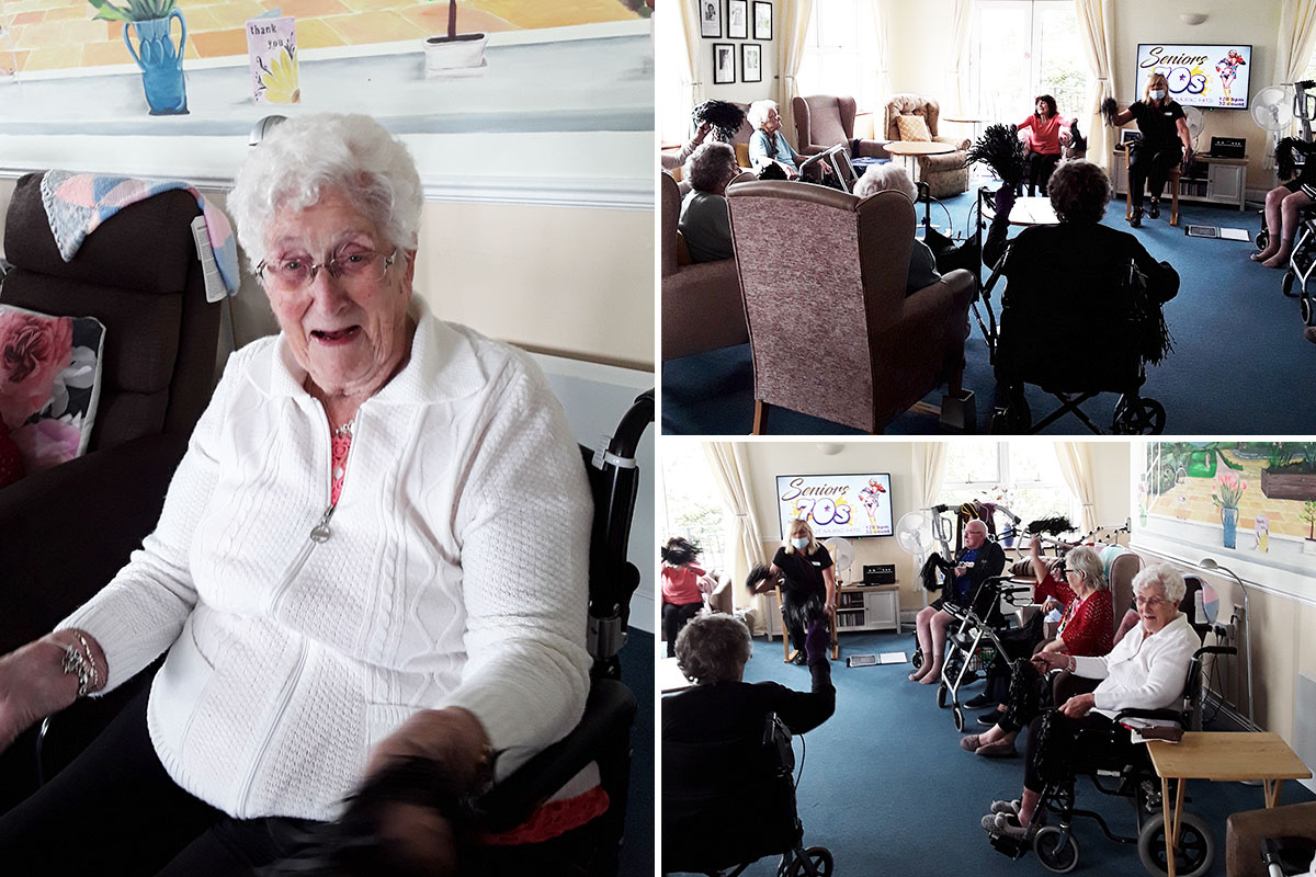 Seated exercise class and coffee morning applause at Silverpoint Court Residential Care Home