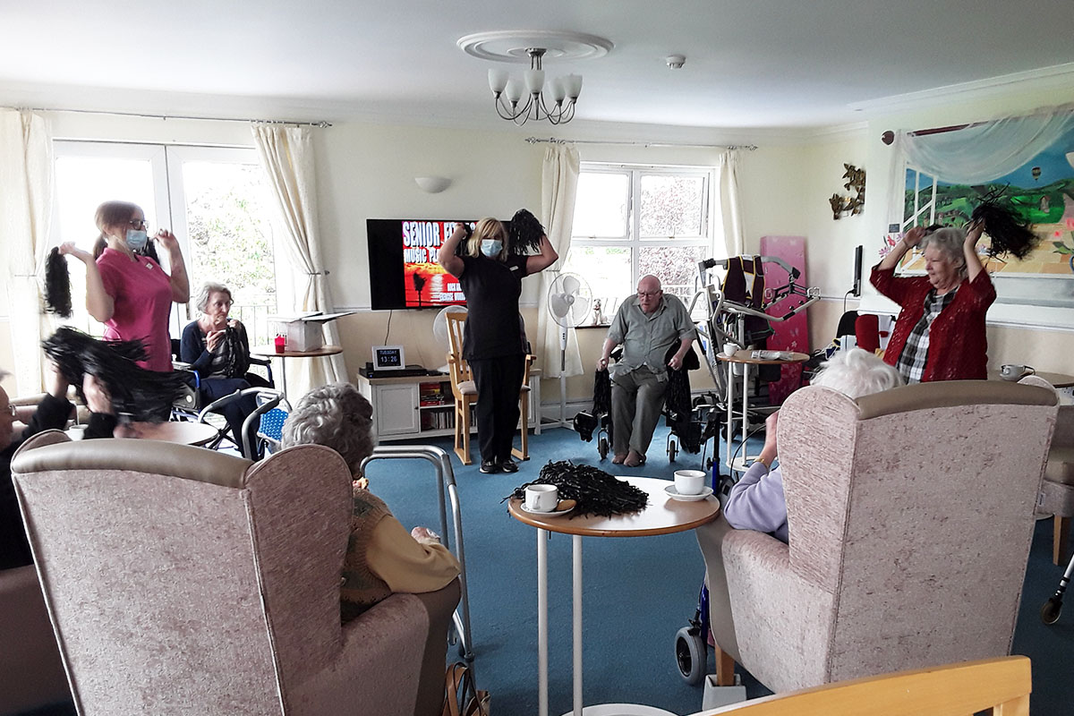 Silverpoint Court Residential Care Home residents in a seated exercise class