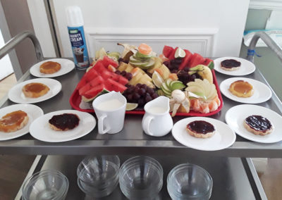 Silverpoint Court Residential Care Home dessert trolley with fresh fruit