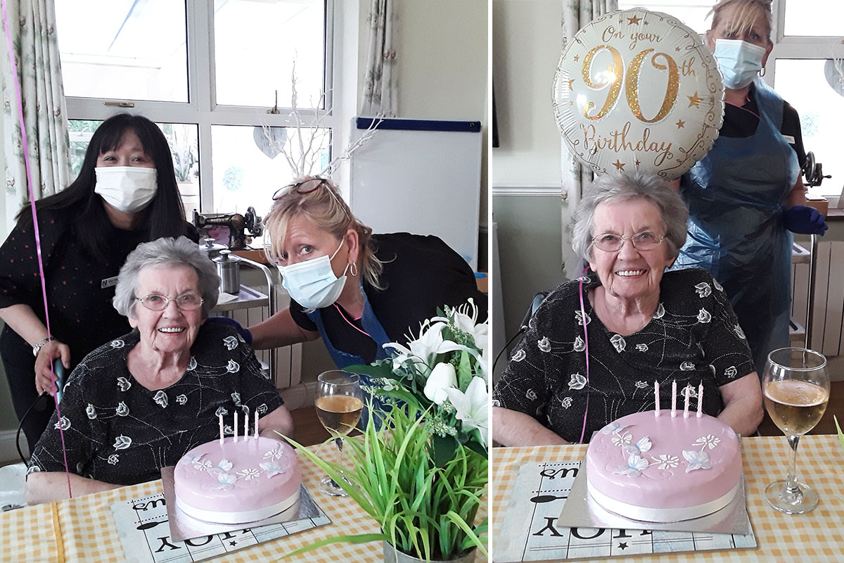 Silverpoint Court Residential Care Home with her birthday cake and balloon