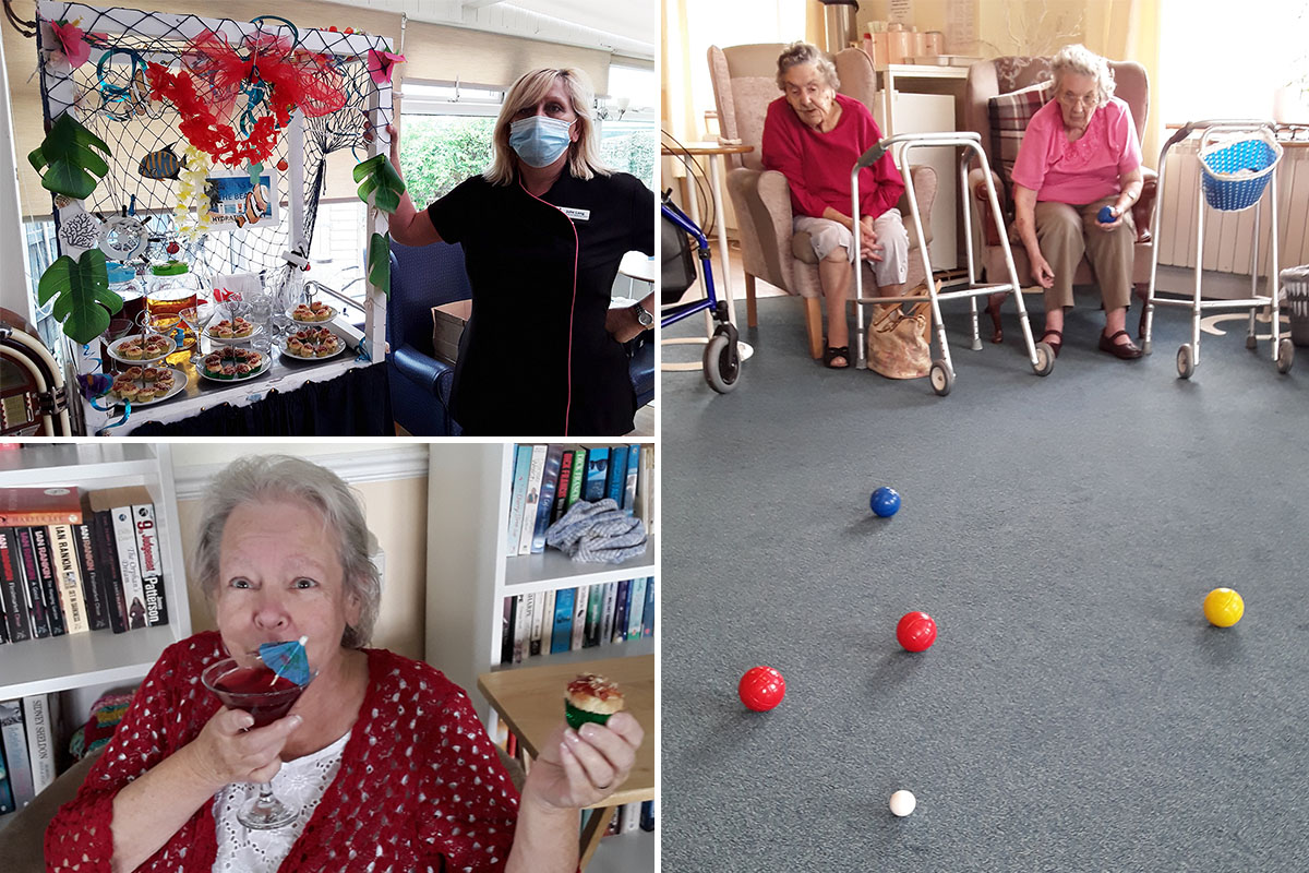 Botcha game and sipping sangria at Silverpoint Court Residential Care Home