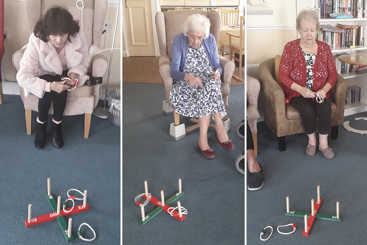 Residents playing hoopla at Silverpoint Court Residential Care Home