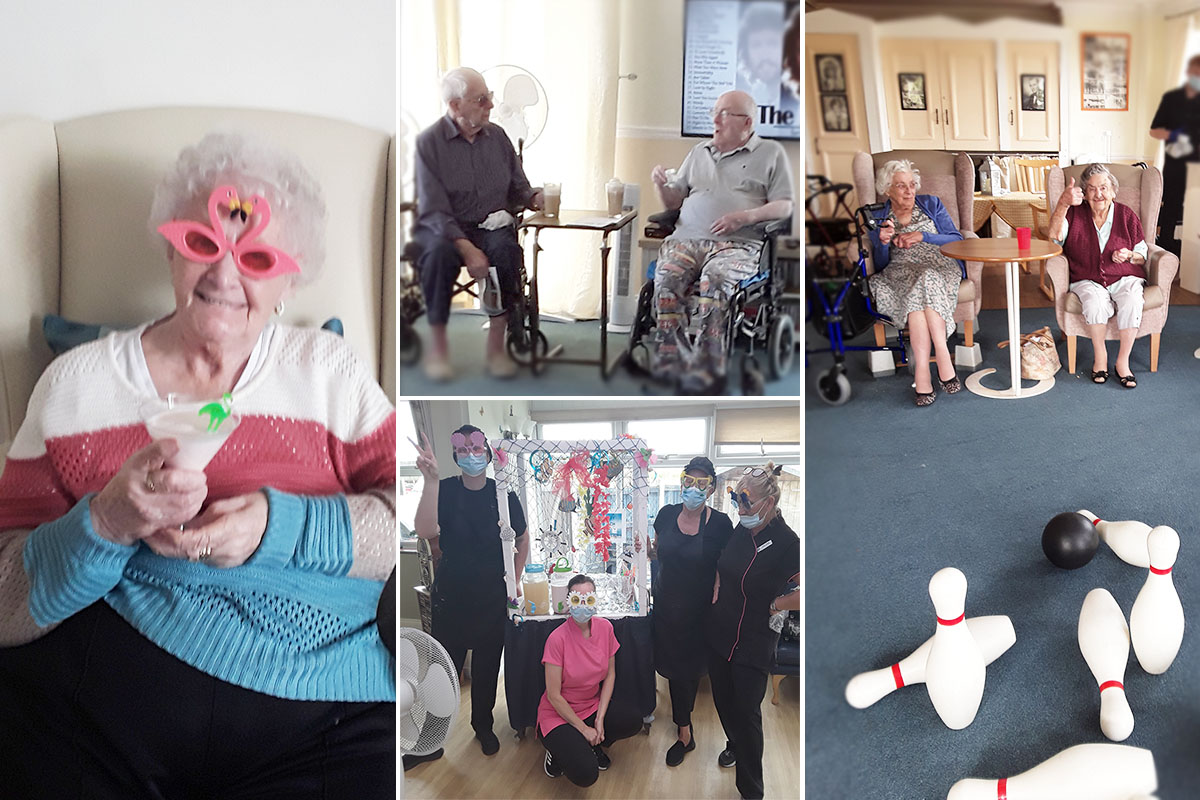 Silverpoint Residential Care Home residents enjoying milkshakes, posh coffees and bowling