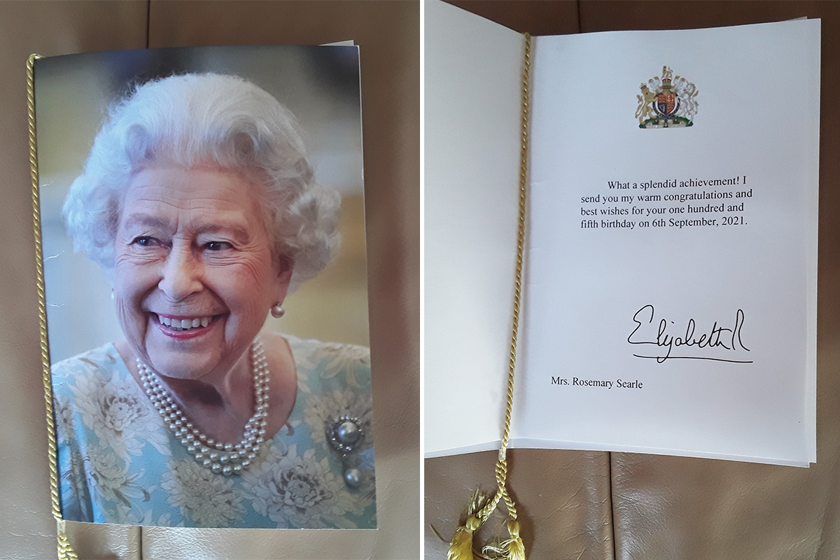 Silverpoint Court Residential Care Home resident's birthday card from the Queen