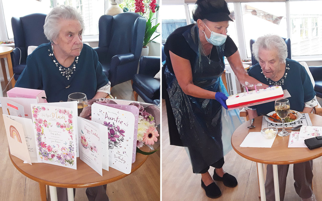 Birthday celebrations for Joyce at Silverpoint Court Residential Care Home