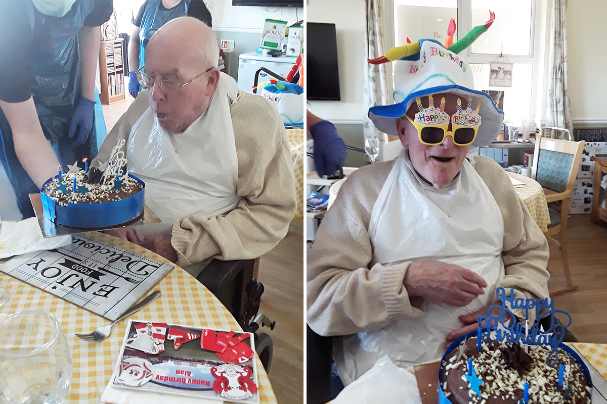 Silverpoint Court Residential Care Home resident with his birthday cake