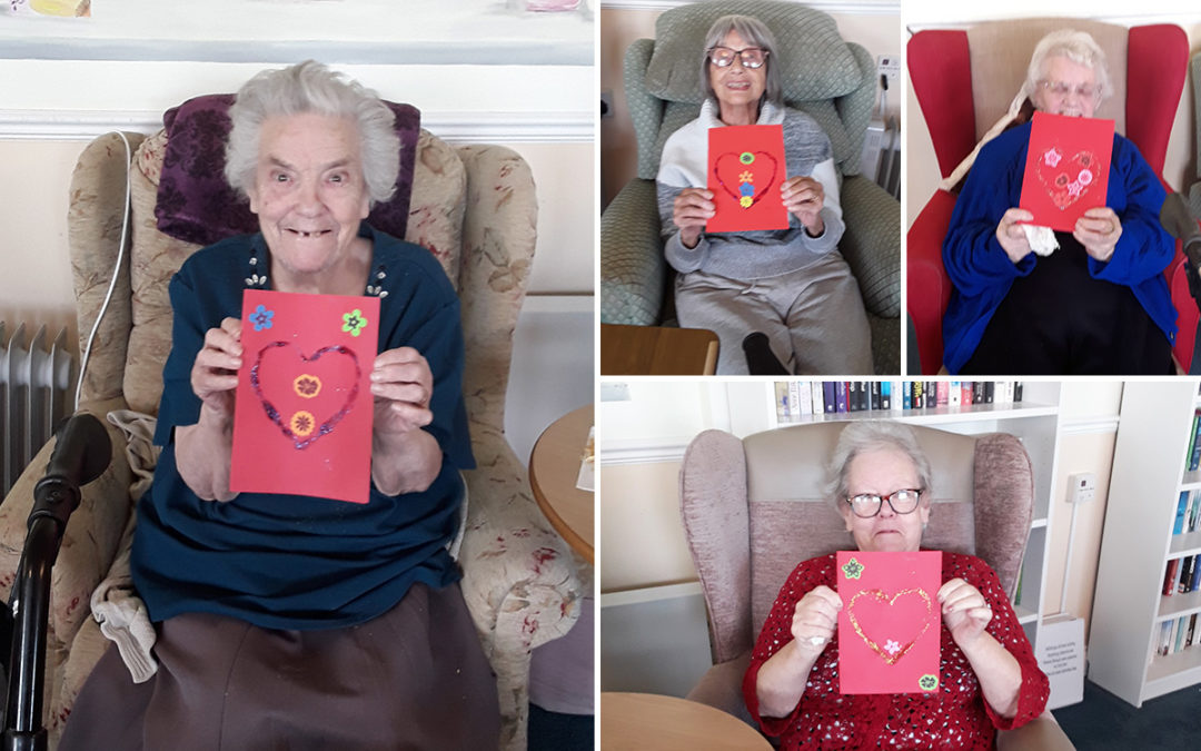 Valentine crafts at Silverpoint Court Residential Care Home