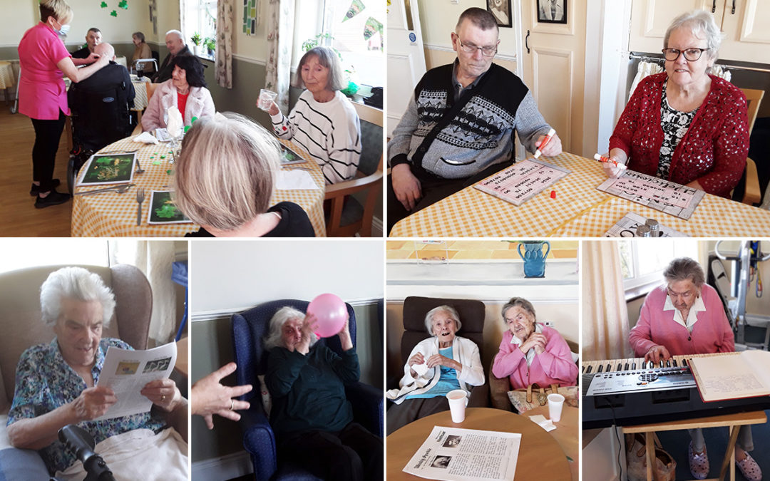 St Patricks Day lunch and games at Silverpoint Court Residential Care Home