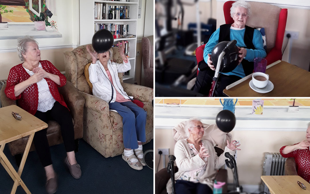 Balance exercises and balloon games at Silverpoint Court Residential Care Home