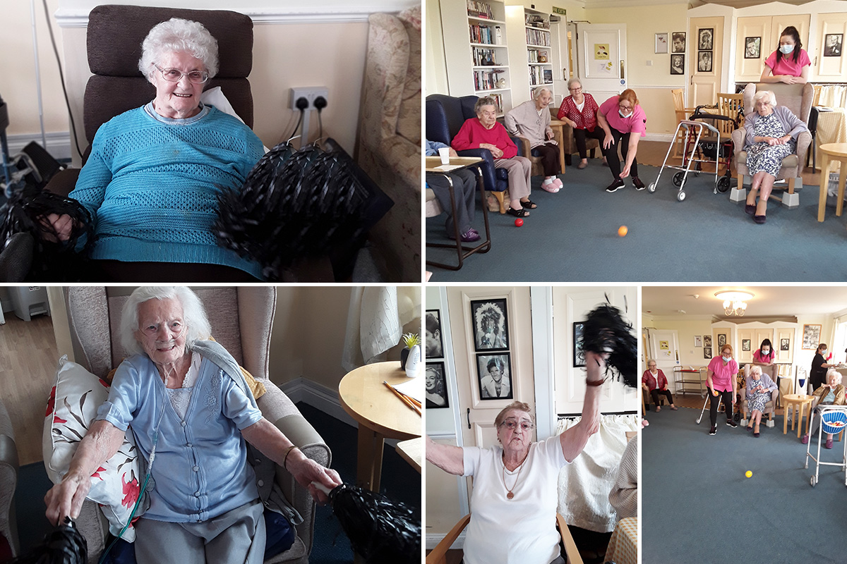 Seated exercise, quizzes and bowls at Silverpoint Court Residential Care Home