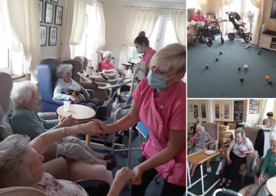 Bowls and dancing at Silverpoint Court Residential Care Home