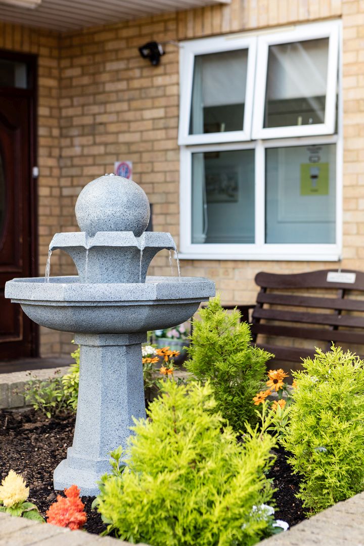The new water fountain at the front of Silverpoint Court Residential Care Home