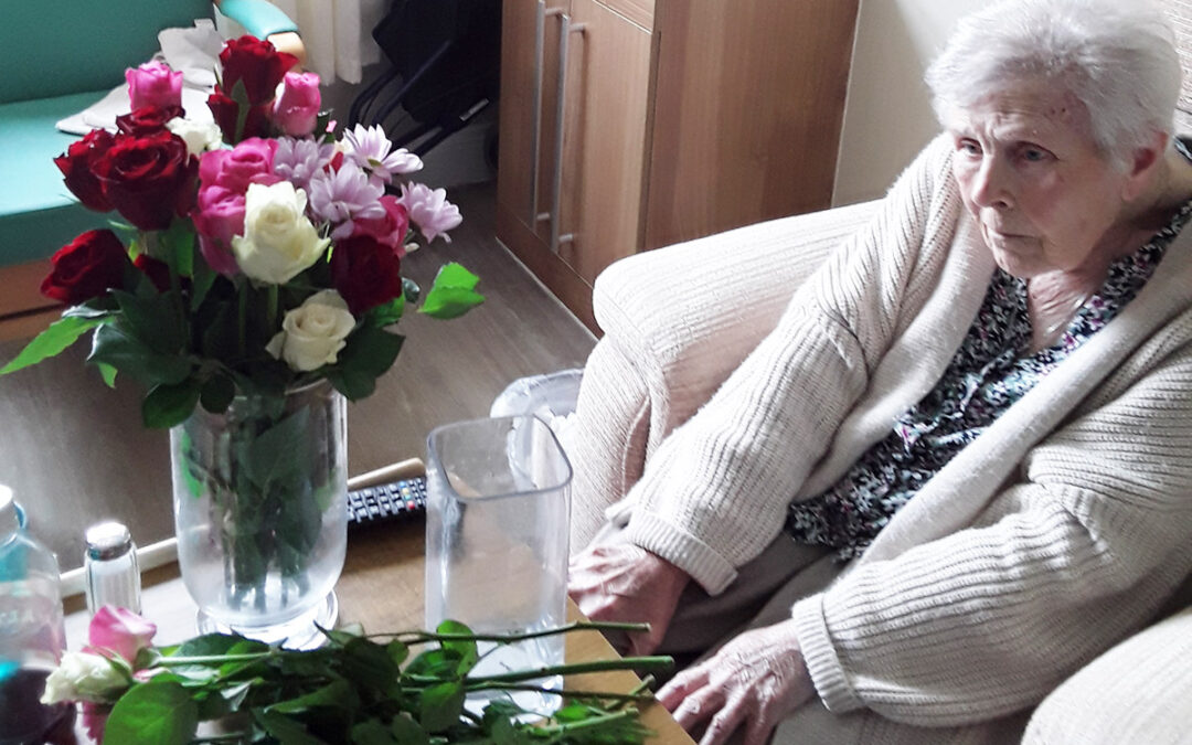 Flower arranging at Silverpoint Court Residential Care Home