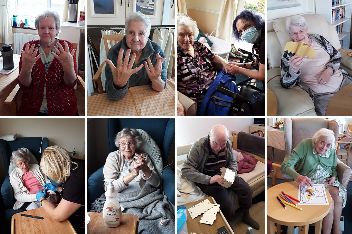 Hand pampering and arts and crafts at at Silverpoint Court Residential Care Home