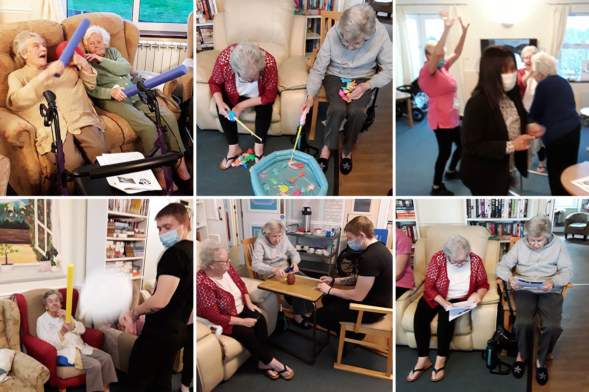 Silverpoint Court Residential Care Home residents enjoy games and fun exercise