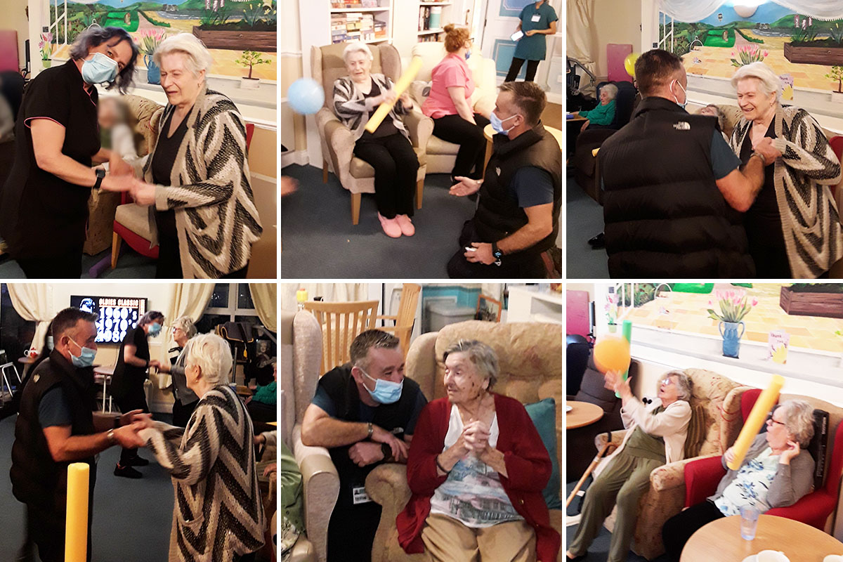 Dancing and fun exercises at Silverpoint Court Residential Care Home