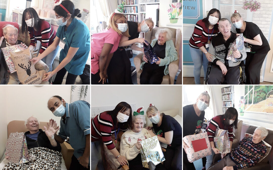 Christmas gift giving at Silverpoint Court Residential Care Home
