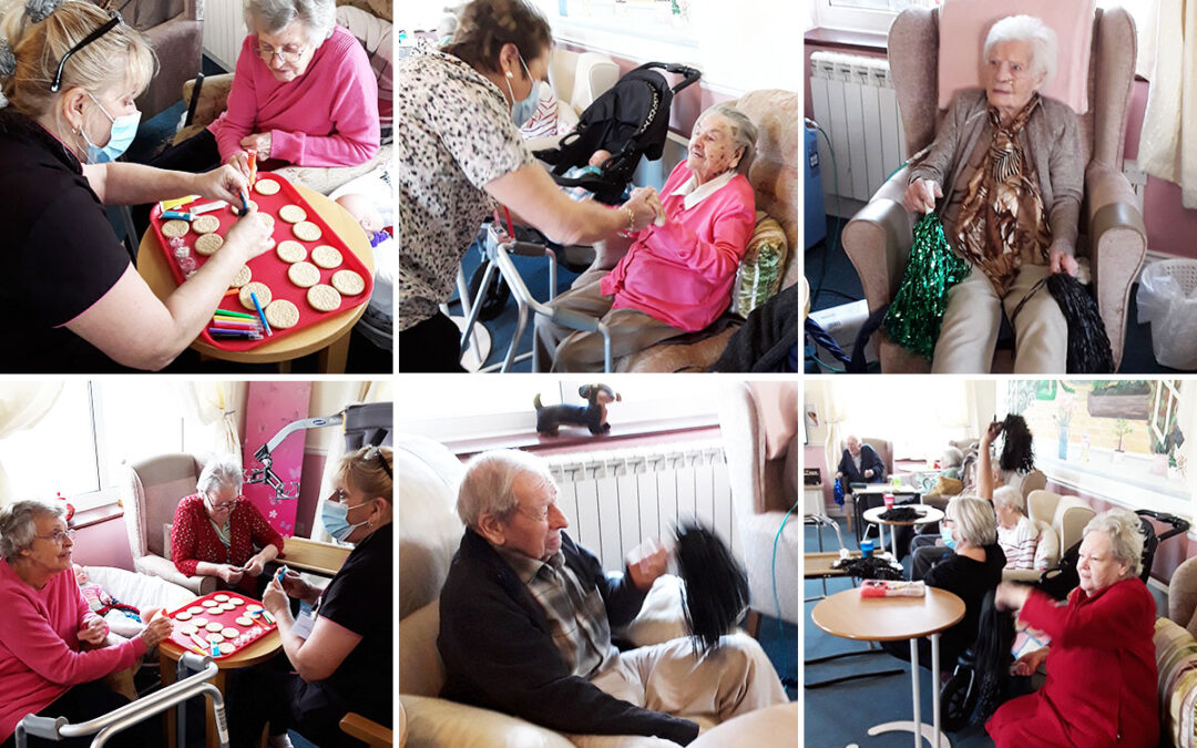 Biscuit decorating and keep fit at Silverpoint Court Residential Care Home