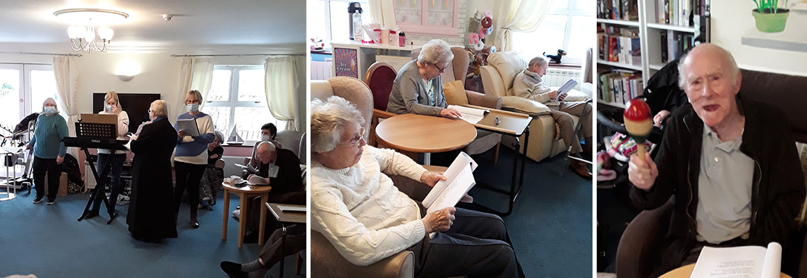 Silverpoint Court Residential Care Home residents singing hymns together