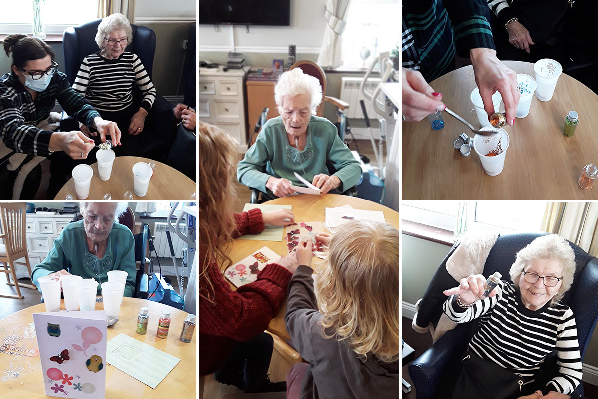 Making glitter jars at Silverpoint Court Residential Care Home