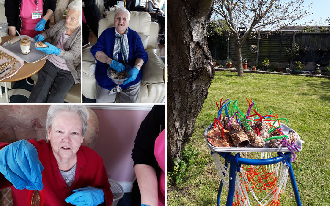 Making bird feeders at Silverpoint Court Residential Care Home
