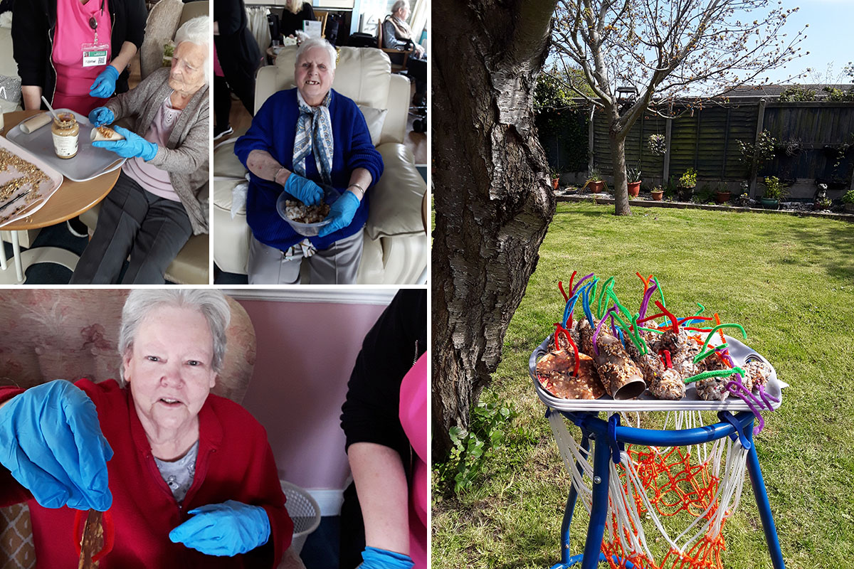 Making bird feeders at Silverpoint Court Residential Care Home