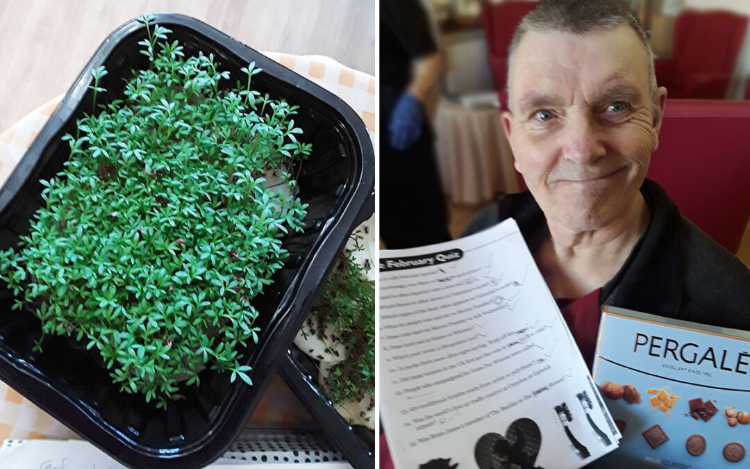 Growing cress and a quiz winner at Silverpoint Court Residential Care Home