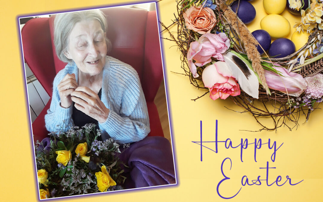 Making Easter wreaths at Silverpoint Court Residential Care Home