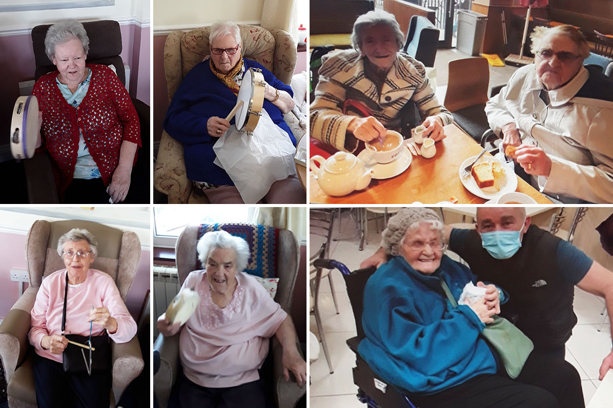 Silverpoint Court Residential Care Home residents enjoying music and a trip to Costa