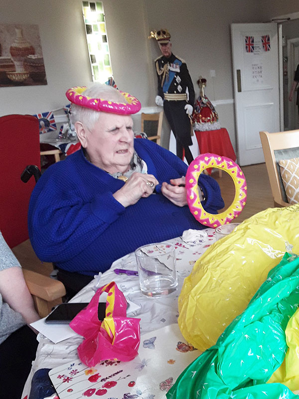 Silverpoint Court Residential Care Home resident preparing inflatable games