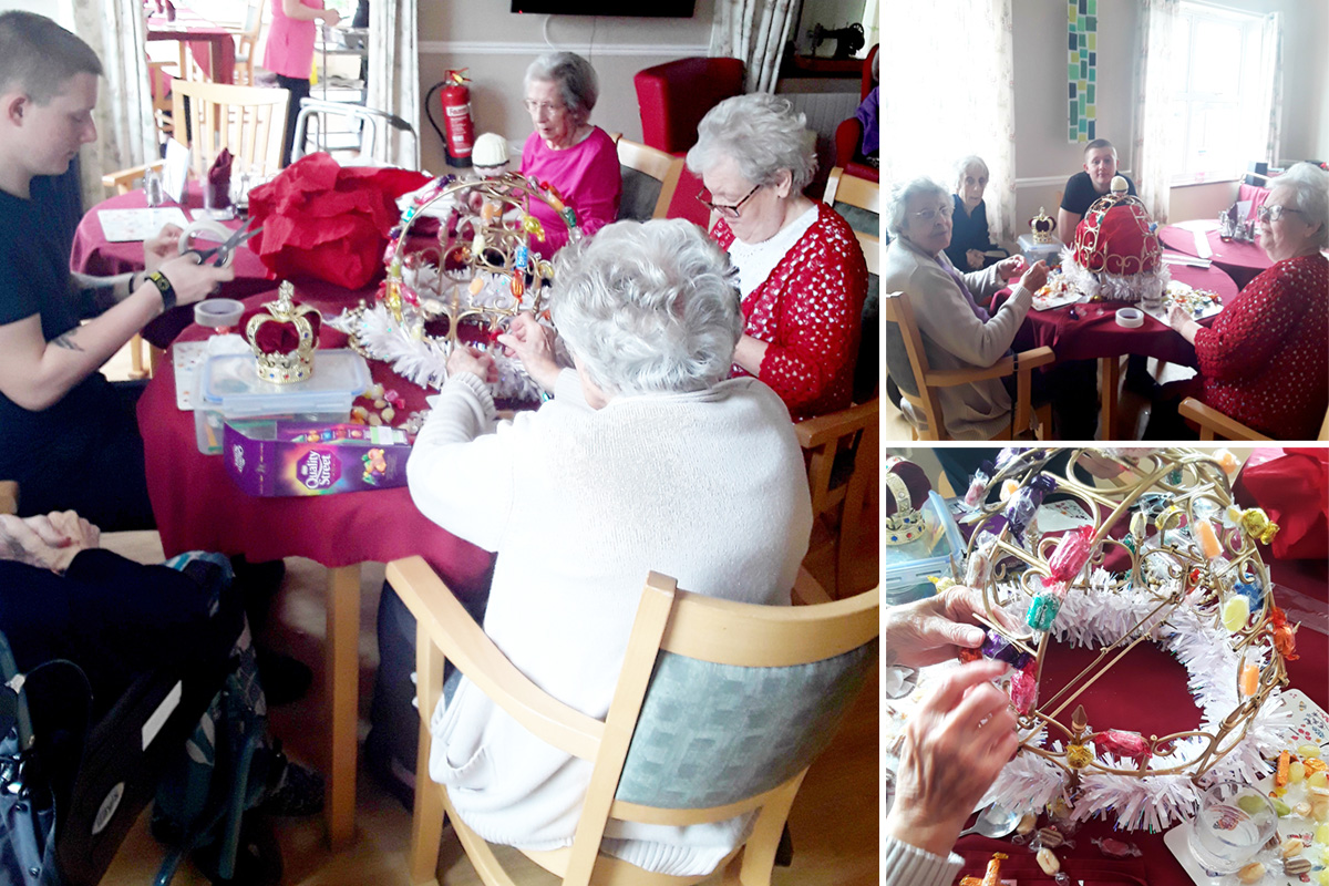 Silverpoint Court Residential Care Home residents making their coronation crown