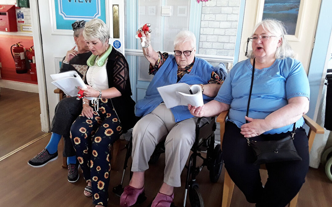 Silverpoint Court Residential Care Home residents enjoy singing hymns together