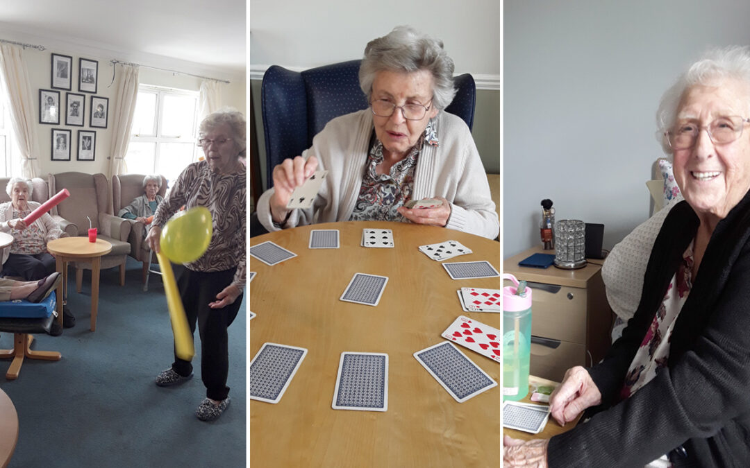 Balloon tennis and card games at Silverpoint Court Residential Care Home