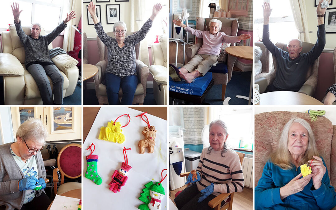 Exercises and Christmas crafts at Silverpoint Court Residential Care Home