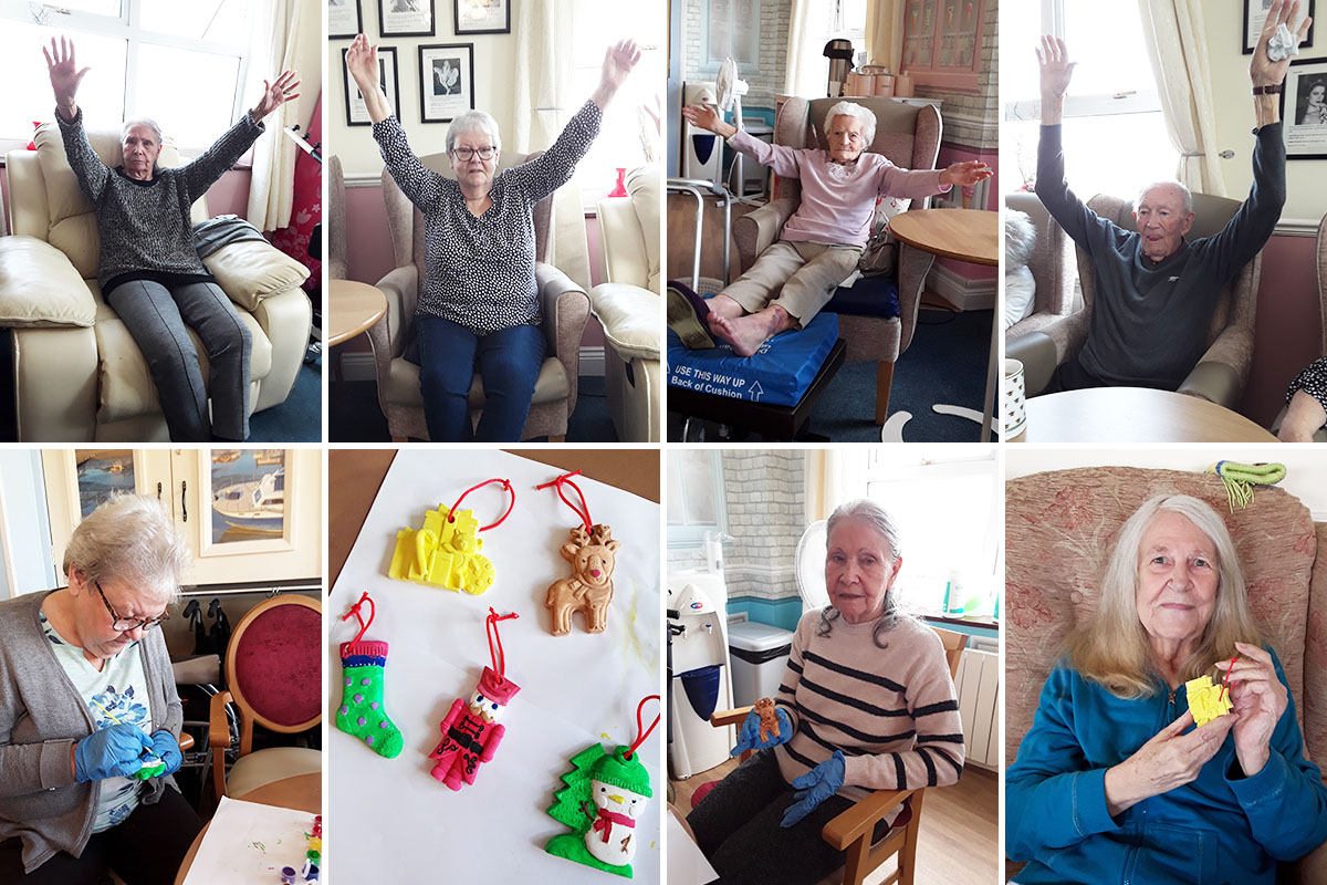 Exercises and Christmas crafts at Silverpoint Court Residential Care Home
