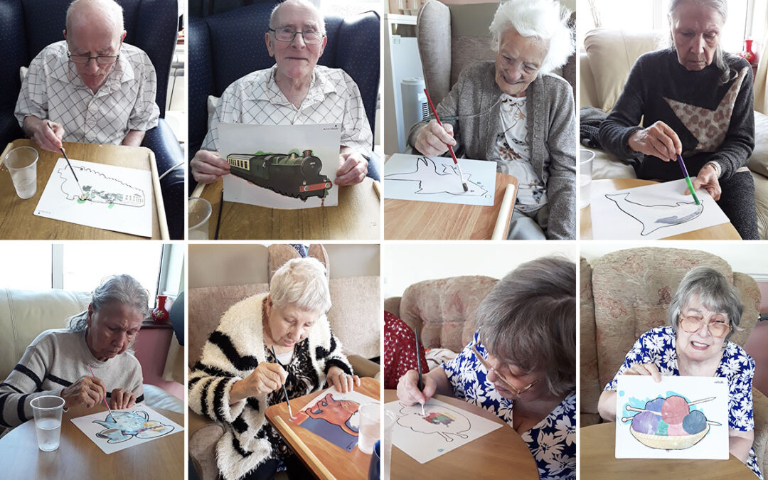 Silverpoint Court Residential Care Home residents enjoy aqua painting