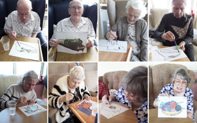 Silverpoint Court Residential Care Home residents enjoying aqua painting