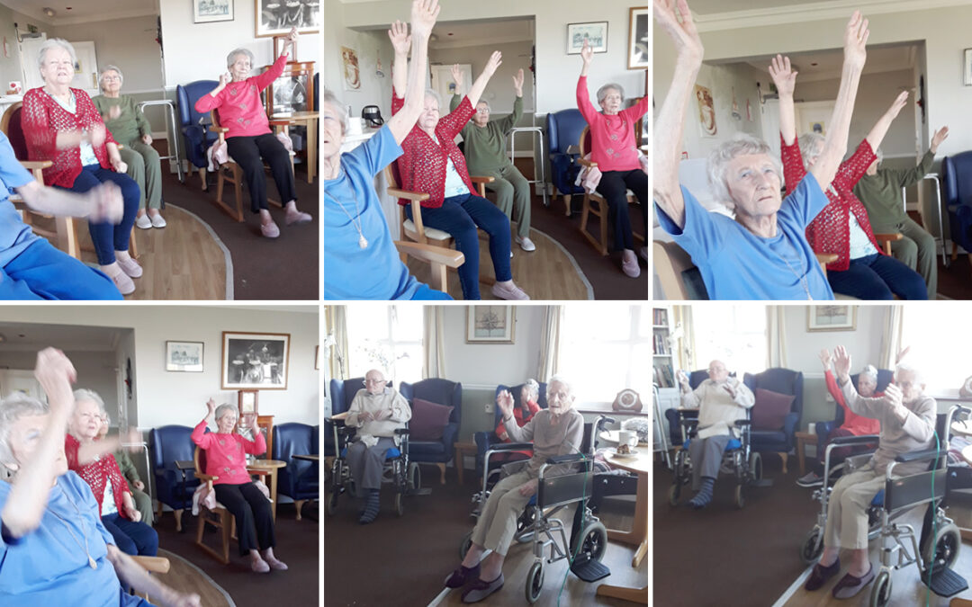 Chit chat and armchair exercise at Silverpoint Court Residential Care Home